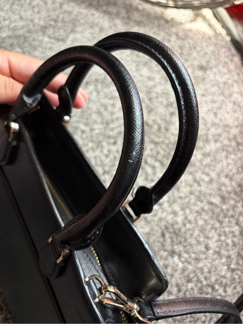 kate spade Black Saffiano Leather Mini Satchel with Gold Logo